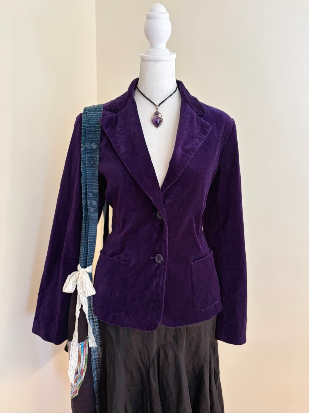 Vintage Y2K purple velvet whimsygoth chic witch blazer jacket Rafaella office 8P